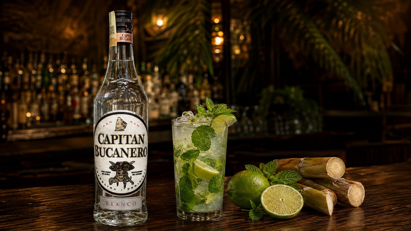 Capitan Bucanero Blanco s Piña Coladou a Mojitem