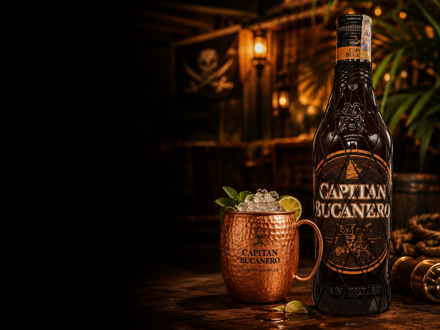Elixír 7 Años s Dominican Mule a Piña Coladou na baru