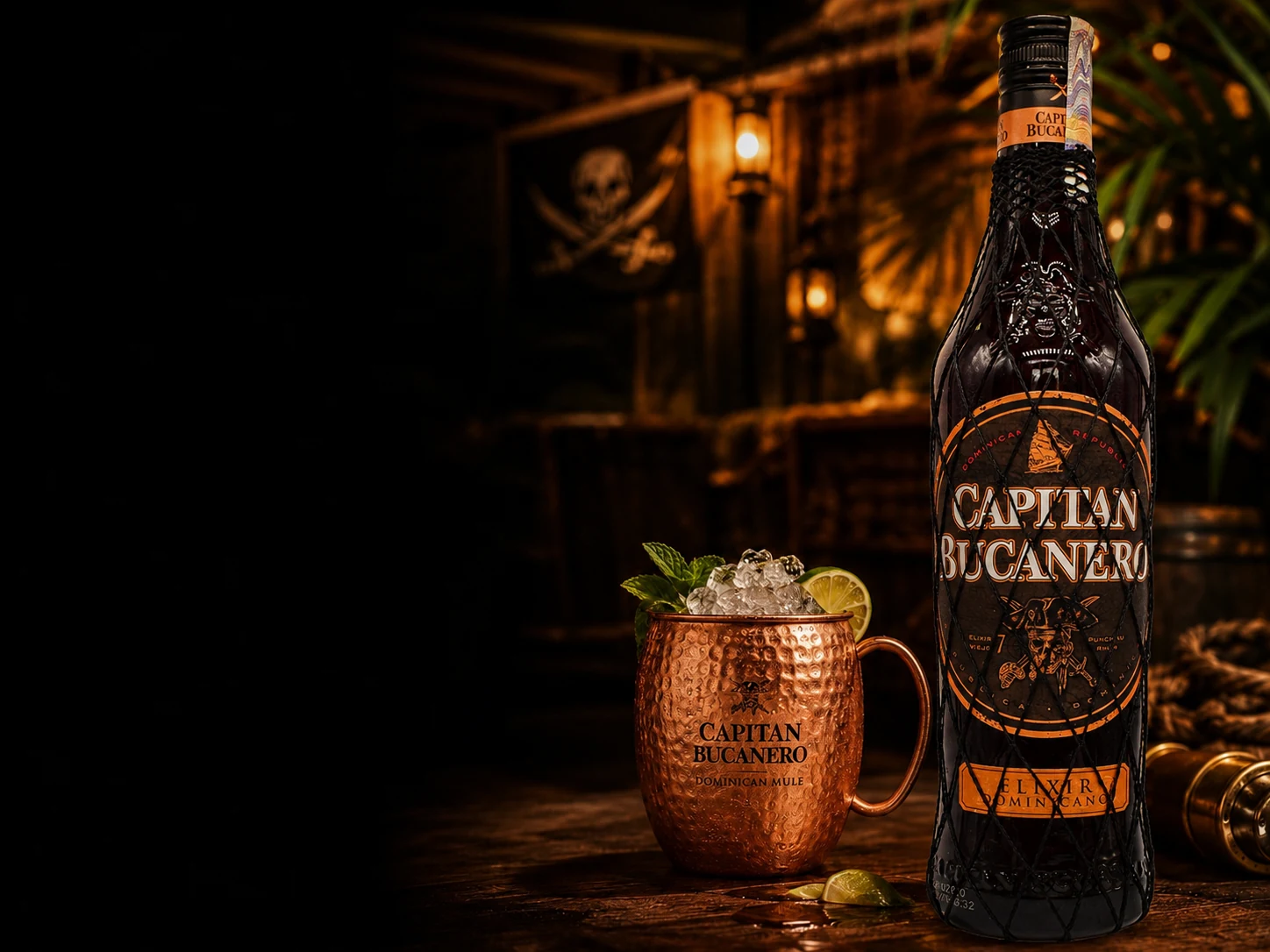 Capitan Bucanero Elixír 7 Años s Dominican Mule v temném karibském baru